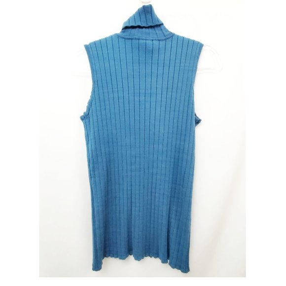 CHADWICKS Teal Blue Ribbed Knit Turtleneck Top EUC - Picture 3 of 3
